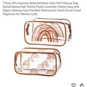 2 Pcs Boho Rainbow Clear PVC make up bag